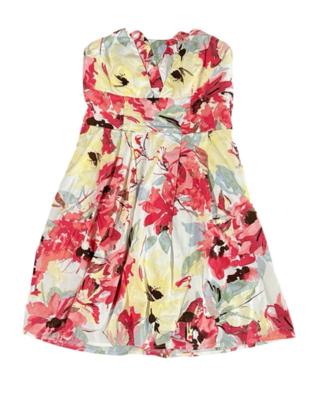 Women's Maurices Strapless Floral Dress Juniors 7 White Red